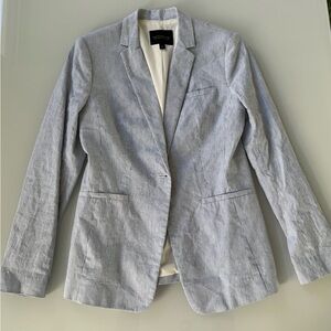 Banana Republic Long & Lean Seersucker Blazer – Blue/White Stripe, Size 8